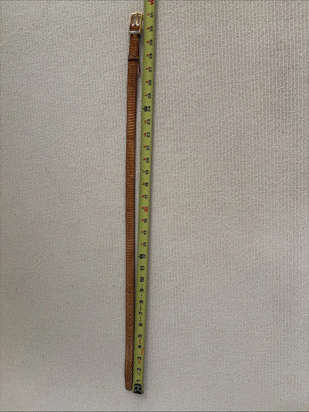 Lizard Brown Leather Belt with Gold-Tone Buckle